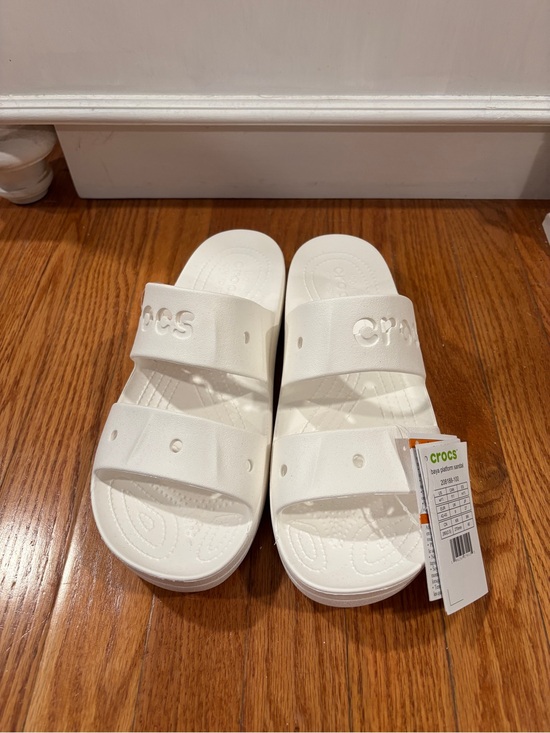 CROCS Shoes - CROCS White Dual Strap Slide Sandals